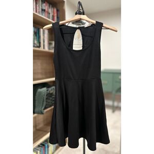 Kirra Solid Black Skater Mini Dress